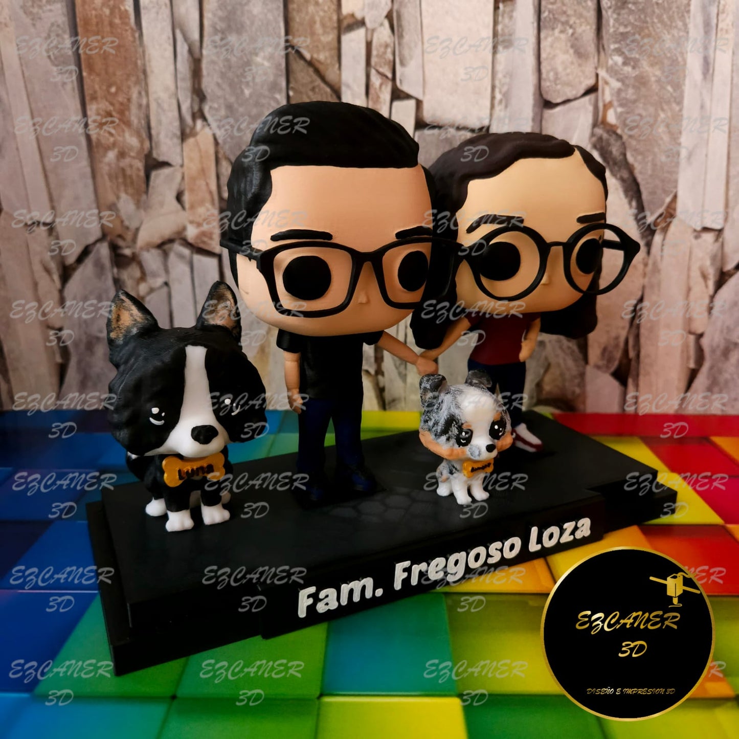 Pareja con 2 mascotas, sencillos / básicos