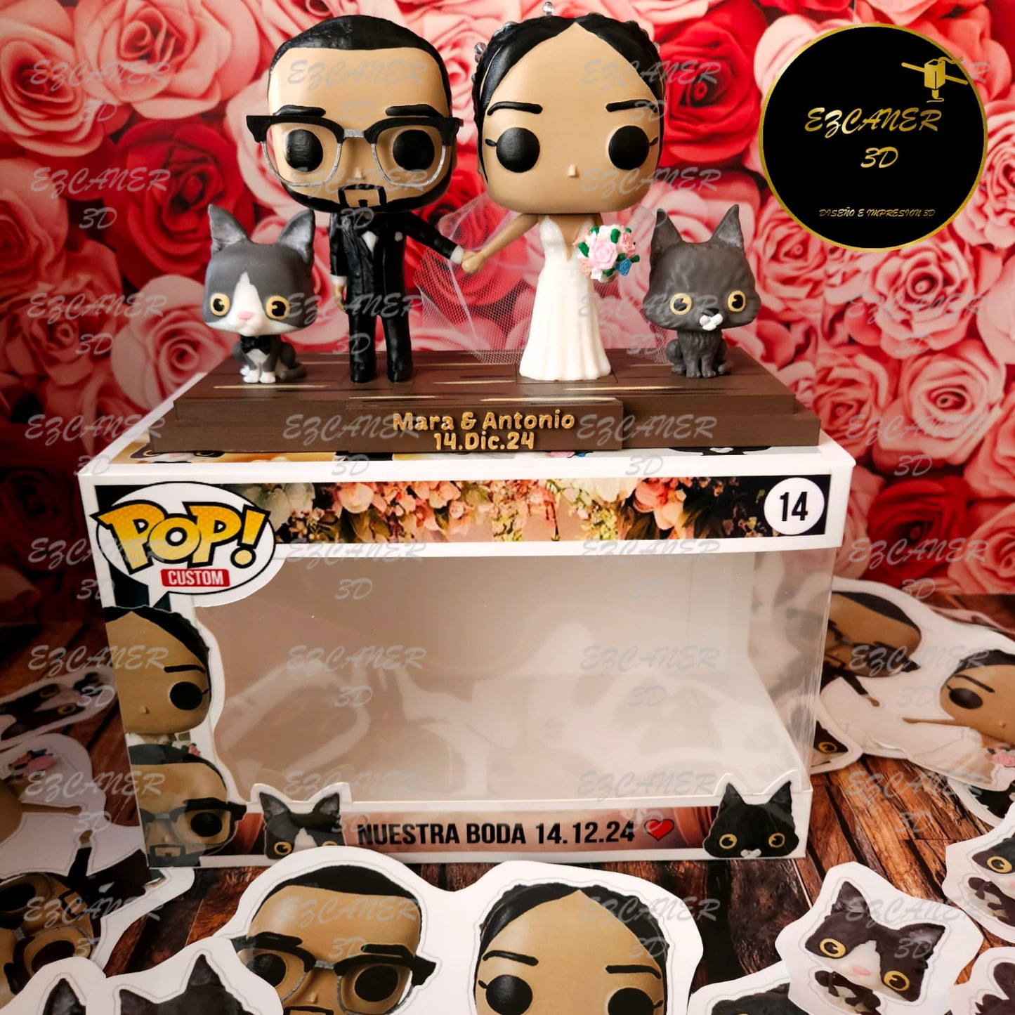 Boda, pareja con 2 mascotas