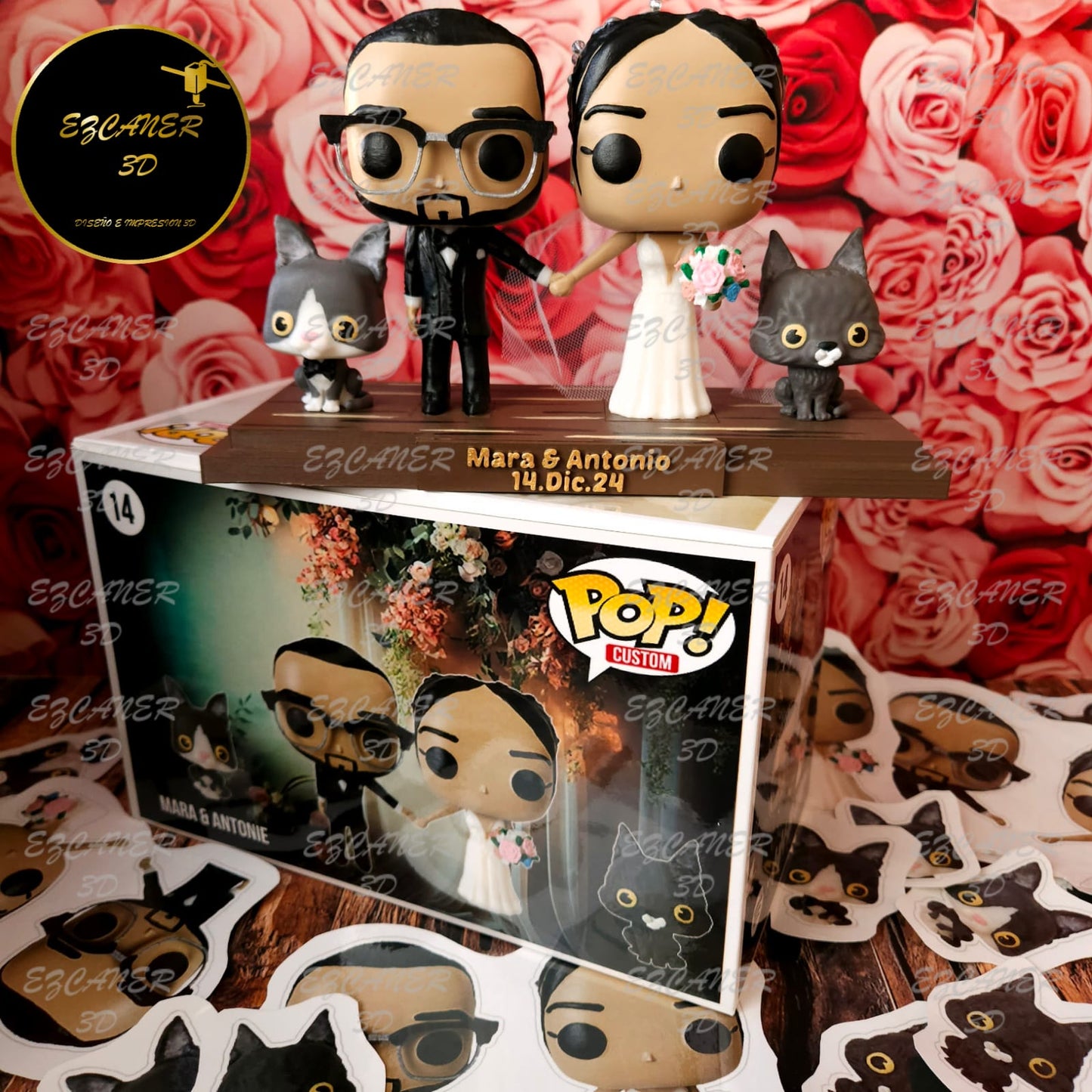 Boda, pareja con 2 mascotas