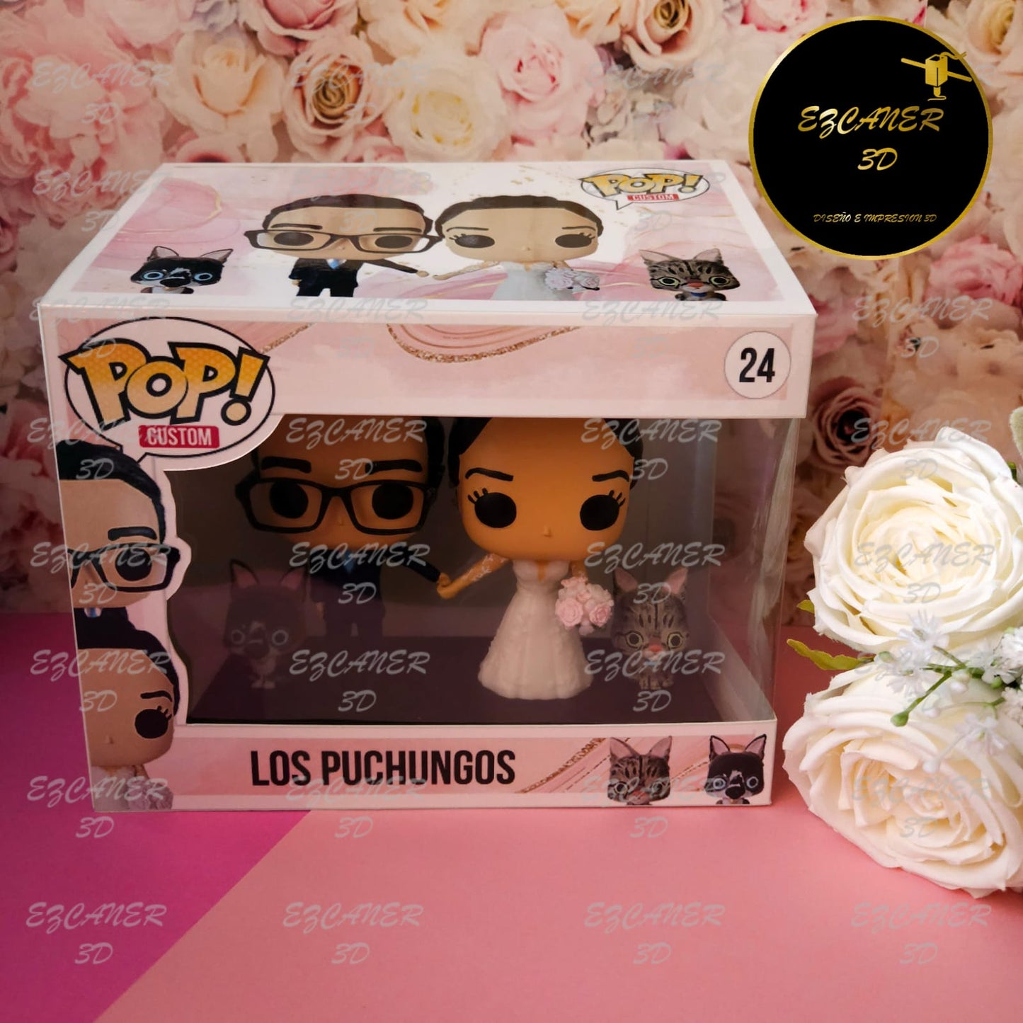 Boda, pareja con 2 mascotas