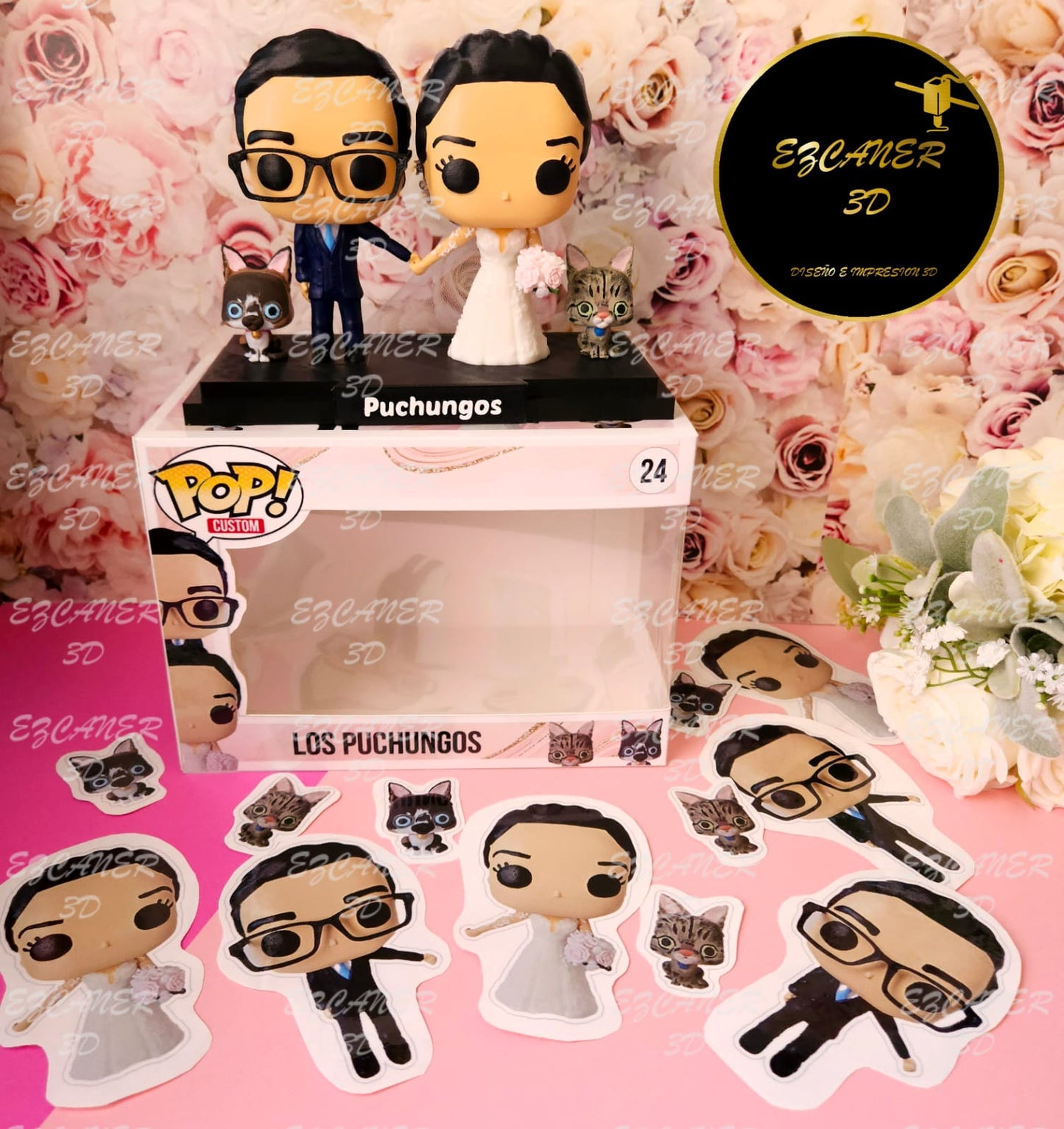 Boda, pareja con 2 mascotas