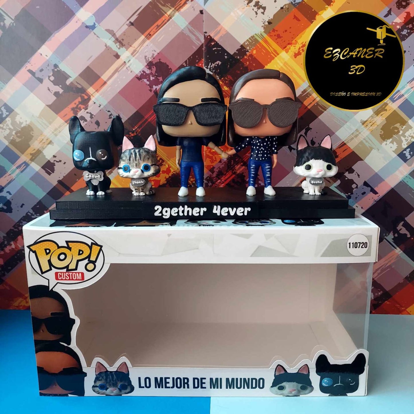 Pareja con 3 mascotas, sencillos / básicos