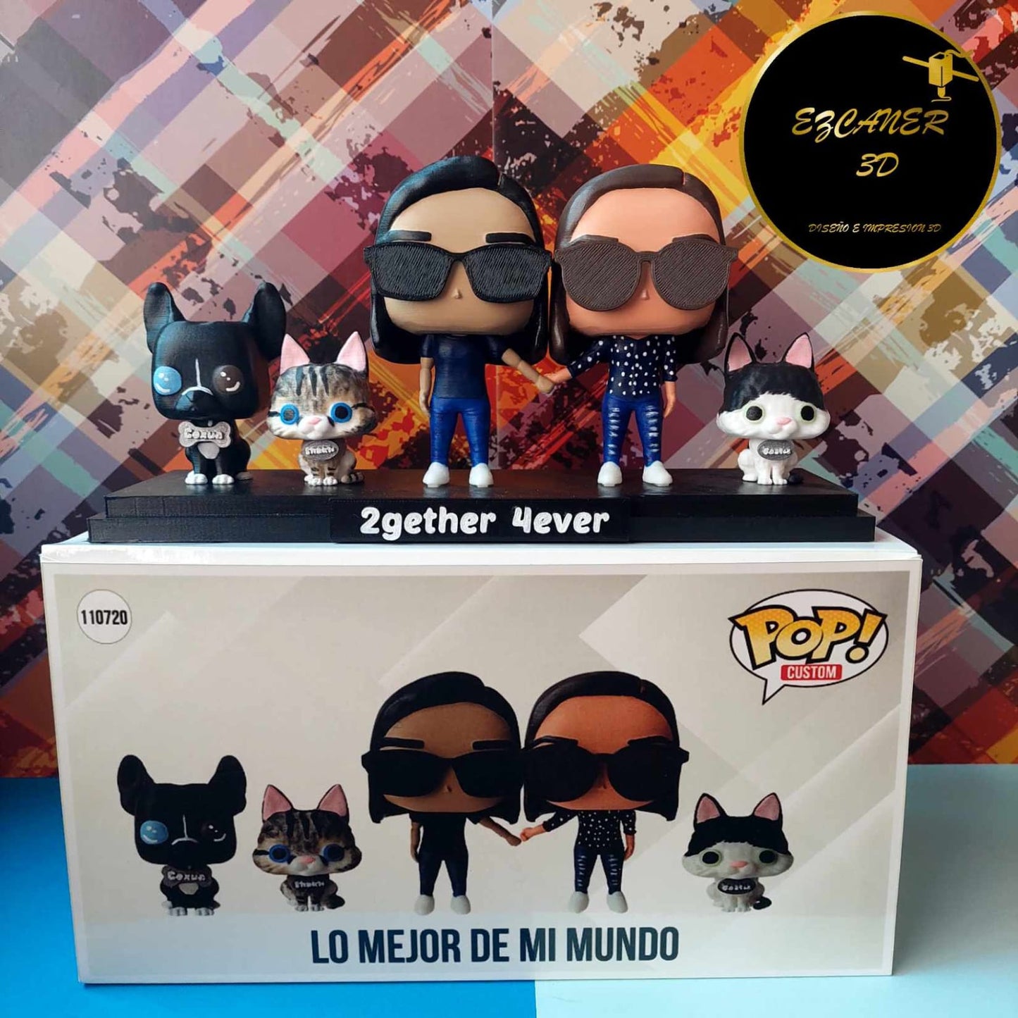 Pareja con 3 mascotas, sencillos / básicos