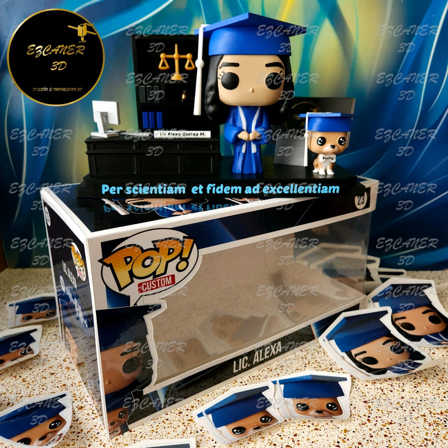 GRADUADO CON MASCOTA, OFICINA Y TARJETERO