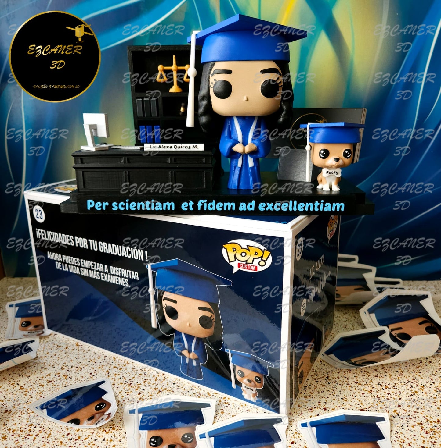 GRADUADO CON MASCOTA, OFICINA Y TARJETERO
