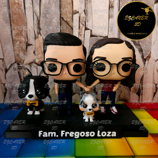 Pareja con 2 mascotas, sencillos / básicos