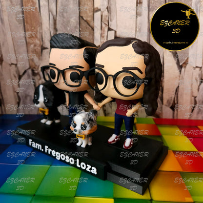 Pareja con 2 mascotas, sencillos / básicos